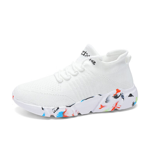 Dianou 2025 Neue lässige Single -Schuhe Großgröße Weiche Sohle atmungsaktive Sportschuhe Vielseitige Top -Sockenschuhe LLN 7027 Fisch Seide All Black 37