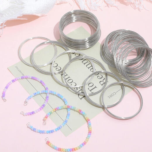 SNQP DIY handmade jewelry accessories bracelet ring collar ring ring steel wire memory steel wire bracelet necklace 0.6mm thick 6cm diameter silver 10 pack