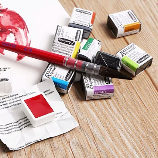 Shi mingke a nivel de la universidad pigmento de acuarela pigmento sólido de medio paquete en total 24 colores para elegir entre Schmincke 16782 Halfpack negro