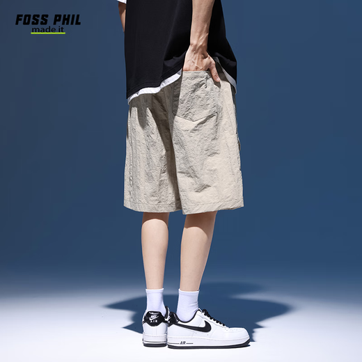 
Foss Phil shorts men's summer workwear trendy casual ice silk mid-pants loose sports five-point pants 9906 khaki 2XL