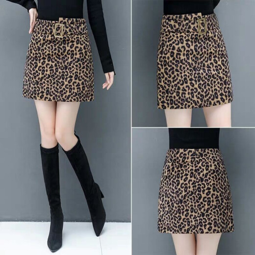 Dongxiang Yipin leopard print skirt autumn women's new high-waisted temperament slim and sexy a-line short skirt trendy 703 leopard print color S-26 (86-95Jin [Jin equals 0.5 kg])