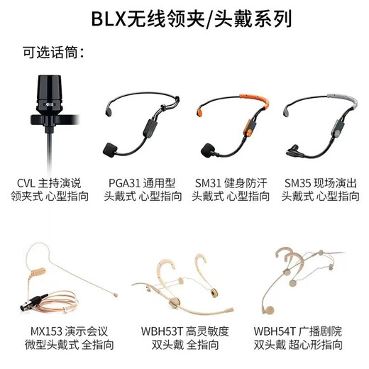 SHURE Shure BLX188 wireless one-to-two lavalier microphone stage performance live broadcast conference speech school teaching chest microphone BLX188/CVL (heart-shaped lavalier)
