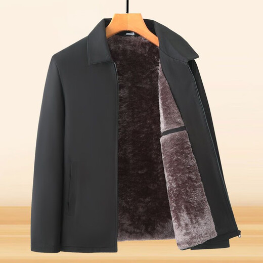 ACLOSMIL осенне-зимняя мужская одежда на хлопковом подкладке для среднего и пожилого возраста, лацкан папы среднего и пожилого возраста плюс бархатный утолщенный жакет однотонное дедушкиное пальто, темно-синий 190