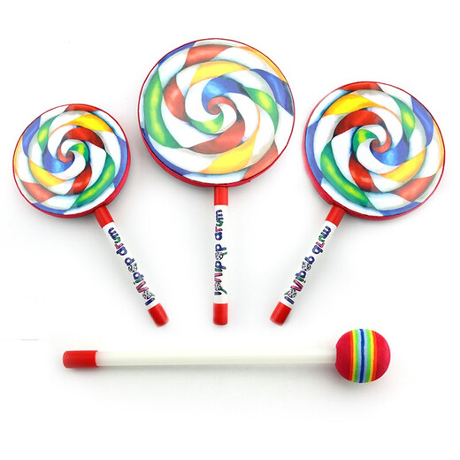 乐林源奥尔夫打击乐器手敲鼓 幼儿园玩具儿童棒棒糖鼓敲鼓音乐教具 8寸