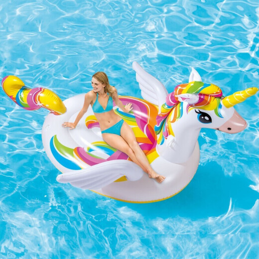 INTEX57561 Unicorn inflatable mount swimming ring adult inflatable toy floating bed thickened water children's mount