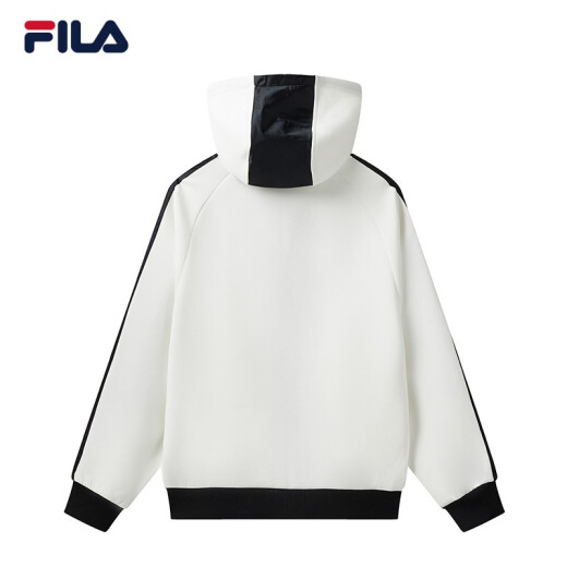 FILA Women's Official Sports Jacket Women's Long Sleeve Hooded Loose Fashionable Knitted Cardigan Jacket Women's Top Cloud Mushroom White-WT165/84A/M