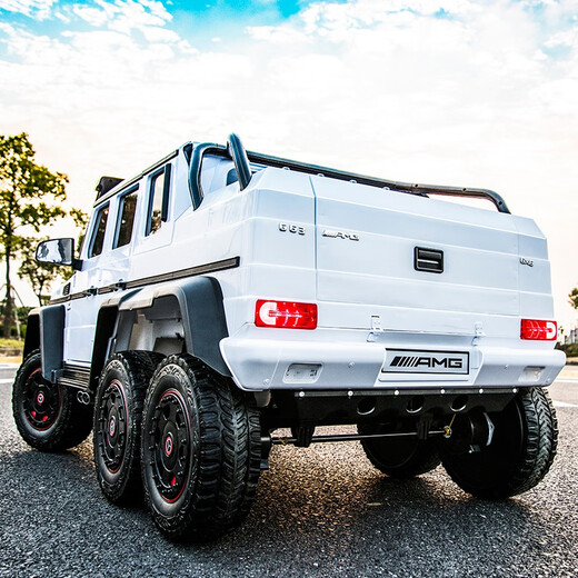 Jianhou extra large two-seater Mercedes-Benz children's electric car four-wheel drive remote control six-wheel car big G toy car pickup truck large black + four-wheel drive plastic wheels swing + dual batteries