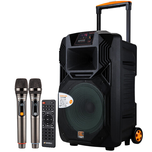 Songchuan International SS1 outdoor mobile high-power performance activities karaoke singing pull rod square dance audio wireless Bluetooth portable conference training expansion speech camping speaker 12-inch upgraded version (a pair of U-segment wireless microphones)