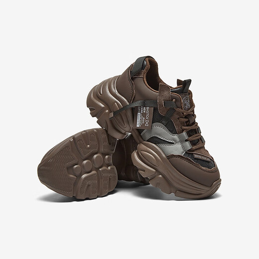 Beste 2025 Frühling Neues Fleece warm warmes High Heel Daddy Schuhe Dicke alleinige Frauen Sportarten Casual Schuhe B9738am5 Brown 37