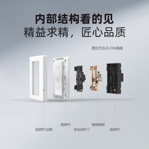 正泰（CHNT）开关插座面板家用86型面板五5孔插座暗装墙壁开关家用全屋套餐至爱系列NEW7M优雅白 斜五孔