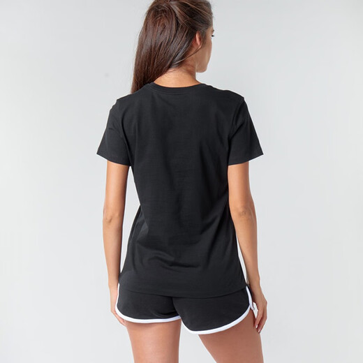 NIKE 耐克女子大钩子LOGO透气圆领T恤 短袖运动上衣BV6169 黑色010 L