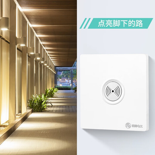 International Electrician (FDD) Type 86 switch panel concealed induction sound and light control switch 220v corridor sound and light control delay white-200W-second line sound and light control switch