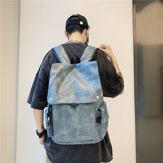 Men and girls are carrying computer backpacks and trendy backpacks for men and women who are easy to care for leather fashion trendy college students' schoolbags and computer bags travel backpacks ins trendy cool white 246