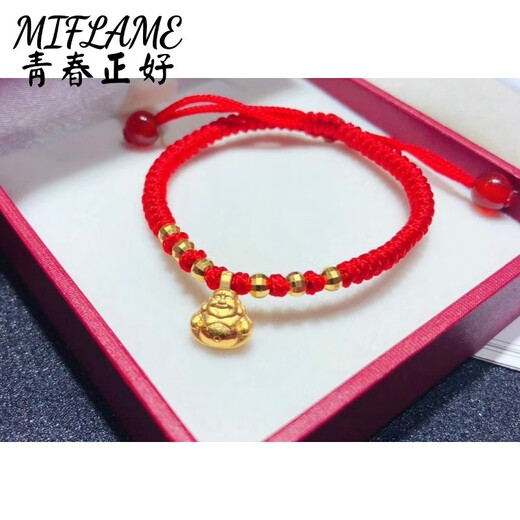 Miflame999 pure gold gold Buddha pendant for women necklace pendant small gold Buddha bracelet 3D hard gold Maitreya Buddha baby gift Maitreya Buddha bracelet