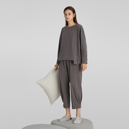 Chundu soft new couple pajamas autumn women's long-sleeved thickened brushed velvet men's home wear autumn and winter suit dolphin gray (men's style) 2XL