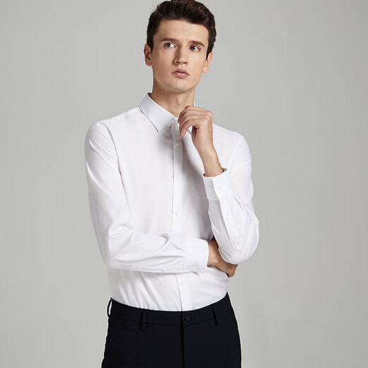 Boni [Easy to take care of] Long-sleeved shirt for men's business men's pure cotton shirt silver ion antibacterial casual shirt white VGJ11041B 41
