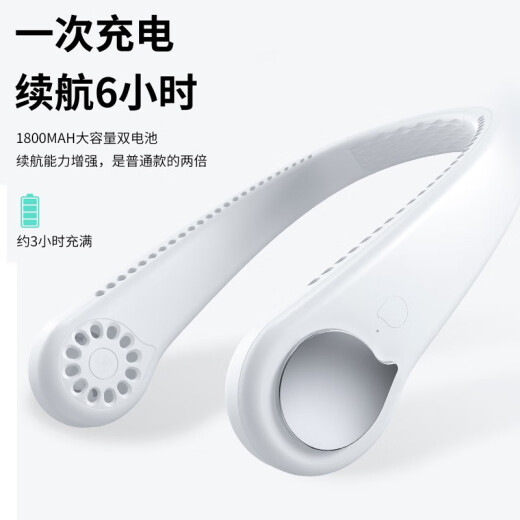 ZNNCO hanging neck fan mini portable lazy hanging neck leafless small fan student dormitory office folding refrigeration handheld USB charging fan snowflake white [leafless upgrade] three-speed strong wind without makeup, light and compact