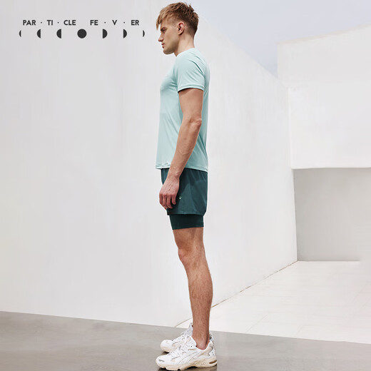 
Particle Mania Sports Shorts Spring and Summer Men Comfortable Stretch Fake Two-Piece Running Fitness Shorts 12350 102 Dark Black S
