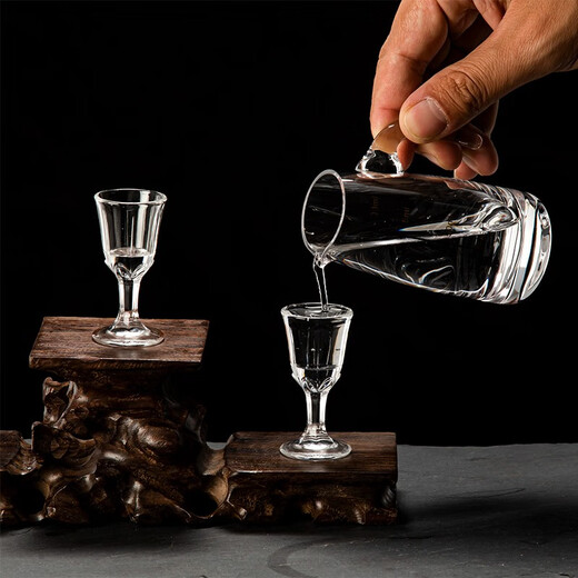 MIDOC classic Moutai cup small wine glass household crystal glass wine dispenser white wine cup one cup Moutai wine set 6 pots 6 cups 100ml+10ml-unlabeled-12 head rack