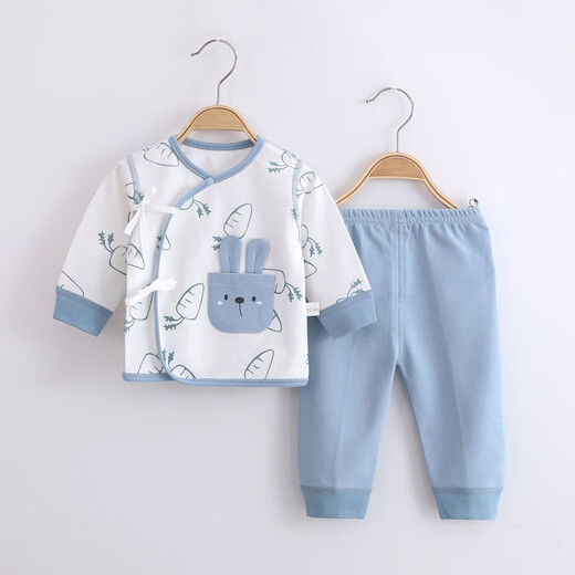 
Lamb Dudu Newborn Baby Split Set Pure Cotton Baby Autumn Clothes and Autumn Pants Newborn Monk Full Moon Clothes Four Seasons Baby Pajamas 11167 Blue 59 (Suggested February-March 10-12 Jin [Jin equals 0.5 kg])