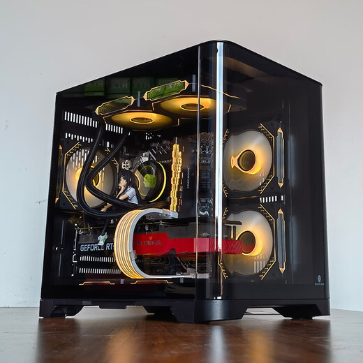 Wanjia Canopy White MINI Curved Glass Sea View Room Computer Case Desktop MATX240/360 Water Cooling Canopy MINI Black + Prism Fourth Generation ARGB Five Fans