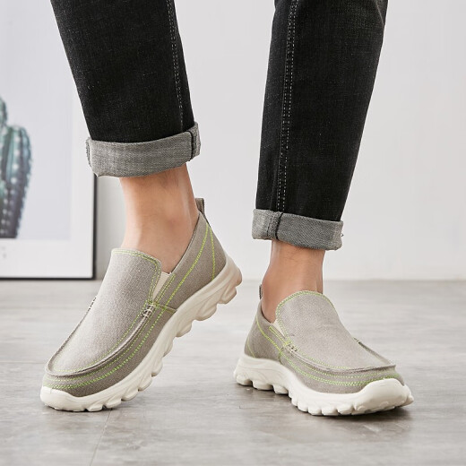 
Huili Warrior casual shoes men's one foot canvas shoes men's fashionable versatile fabric men's shoes lazy shoes WXY-B011Z gray 41
