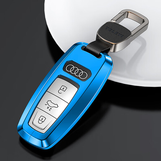 Digalen Audi Key Deckung Neues A6L A8L/Q7/A3/A7/Q8 Schlüsselbeutel Q4 Neue Energy Schlüsselkette Männer und Frauen High-End-Schutzhülle Neue Space Grau + Lederschlüsselkette