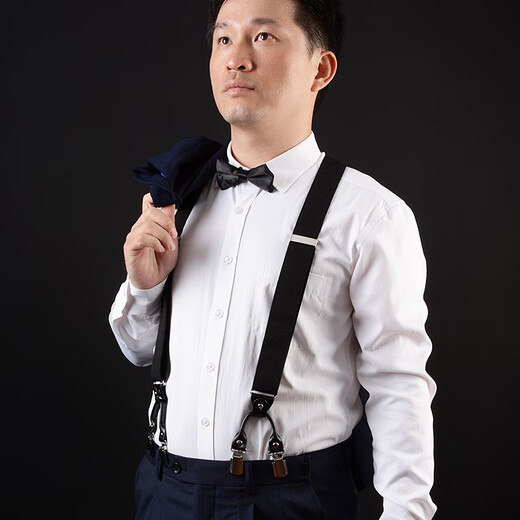 
Elanmeet men's strap suspender extended adult trousers elastic X-shaped 6 clip strap non-slip cross-stable X-shaped-burgundy 6 clip