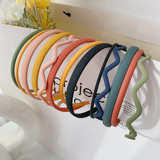 Morning Star Korea's Sweet and Simple Face Wash Hairband for Girls, Versatile for Going Out, Internet Celebrity Hair Cave Pressed Hair, Anti-Slip Hairpin, Hair Travel, Extra Wide Navy + Orange - 2 Piece Set