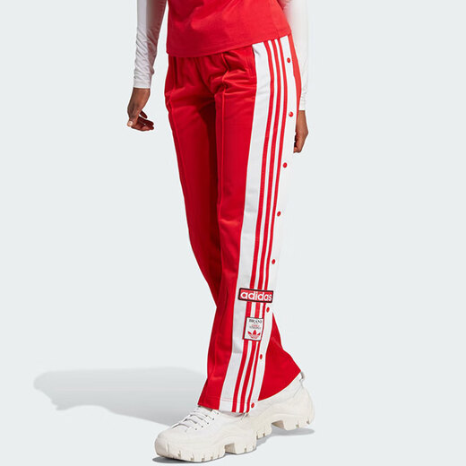阿迪达斯（adidas）三叶草女裤春秋季新款三条纹休闲裤健身透气直筒长裤H39046 IR9793/红色 XL