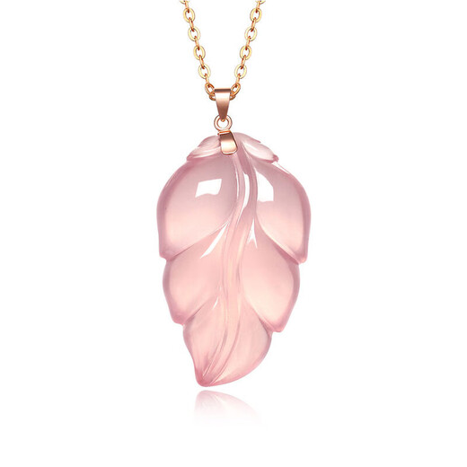 Jinshang jewelry necklace for women 18K gold hibiscus stone pendant rose gold peace Buddha clavicle chain 18K gold leaf pendant