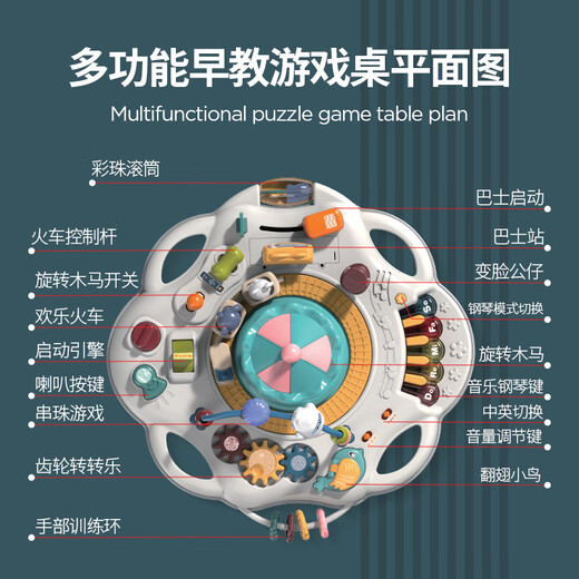 聚乐宝贝婴儿玩具多功能游戏桌儿童早教学习桌1-3周岁宝宝女孩婴六一礼物