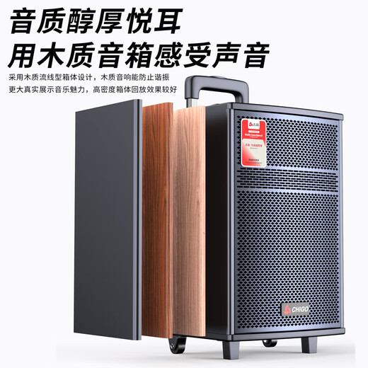 CHIGO square dance Bluetooth speaker subwoofer outdoor large volume outdoor karaoke sound card audio playing and singing 15-inch flagship version + wireless microphone X2