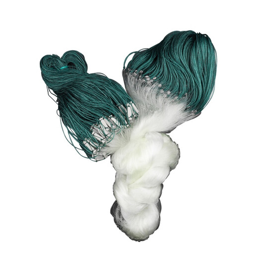 Mengda fishing net wire mesh three-layer sunken net single-layer floating net hanging to catch crucian carp and silver carp white strip net three-layer sunken net 50 meters long 1.5 meters high 2 fingers