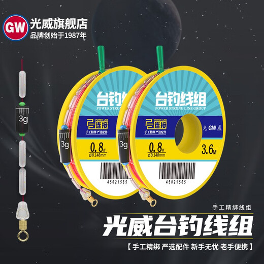 Guangwei Taiwan Fishing Line Set Two Pack Handmade Finely Tied Finished Main Line Taiwan Fishing Line Set Convenient Line Group Super Tension 4.5 Meters Two Inserts 1.5#