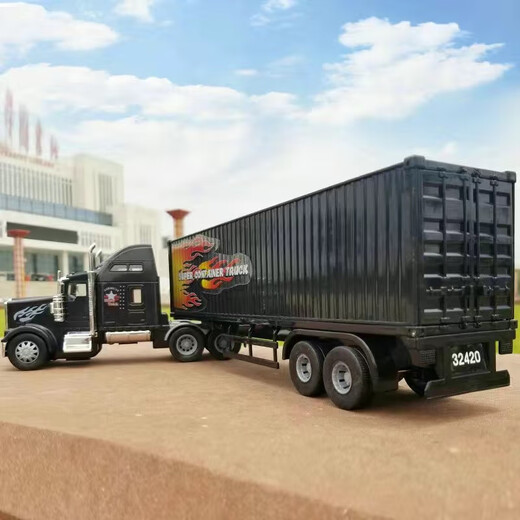 LI LI inertia container truck alloy engineering vehicle transport truck large truck container children's toys gift ornaments Chinese oil tank about 42 cm