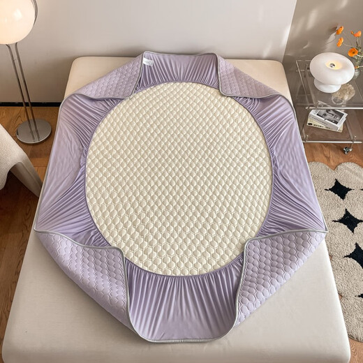 Red bean summer cool ice silk latex cool mat summer cool quilt three and four pieces set summer air conditioning mat machine washable bed cover style - light purple four pieces set / 1.5m cool mat + 2.0m summer quilt + pillowcase 2