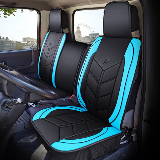 中国重汽王牌腾狮777B 757B四季坐垫全包围坐套货车专车专用座套全皮轻卡货车座椅套坐垫 单座黑蓝标准版