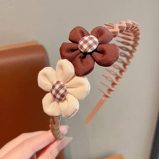 BARY REEF children's brown hairband girls with teeth non-slip girls 2024 new style headset hair card headband baby headband women's dark coffee rabbit ears