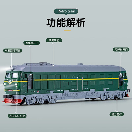 Zhongmai weifuxing modèle de chemin de fer à grande vitesse ensemble émeu simulé green alliage toys's toys garçons d'anniversaire cadeau rétro locomotive verte ventre