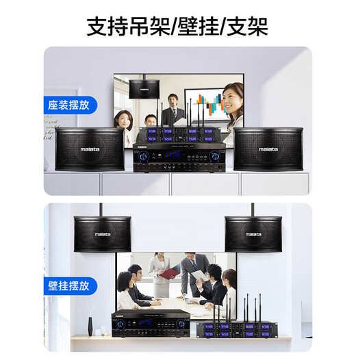 万利达（Malata）专业会议室音响设备套装培训教室舞蹈室家庭KTV背景音乐系统壁挂音箱会议音响 10寸音箱4只+功放