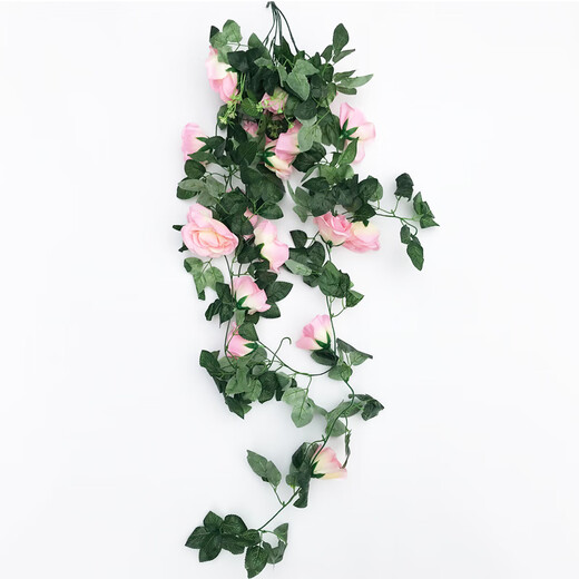 Win the show, simulated plant wall, green plant wall background wall, green simulated plant mall advertising door head artificial decoration accessories/pink rose wall hanging/1 meter long bunch