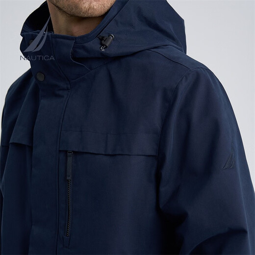诺帝卡（NAUTICA）【单件直降】男装秋冬款衣多穿可拆卸帽防轻溅水三合一厚外套棉服 藏青4NV（223） M