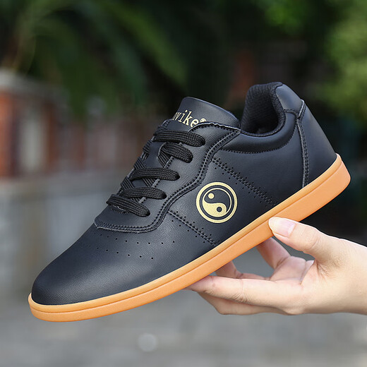 Harroman Full Leder Tai Chi Schuhe für Frauen Kuh Sehne Sohle Tai Chi Boxschuhe für Männer für Männer Kung Fu und Kampfkunstschuhe für Acht-Abschnitte Brokat-Trainingsschuhe für Männer für Männer Trainingschuhe für V9789 Black 44