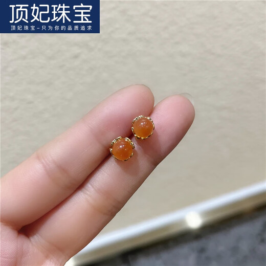 DING FEI Personalized Geometric Cat's Eye Earrings Women's Fashion Niche Design Earrings Essence Valentine's Day Gift 04 Pair of Red Agate A26-209