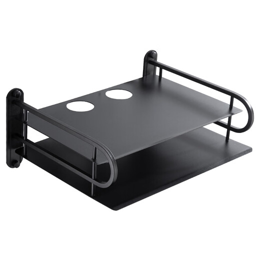 Wall shelf for set-top boxes and routers. Black TV set-top box shelf. Wall-mounted rack. Tray storage rack. Router bracket storage box. No punching. Punch-20*15cm mini black style.