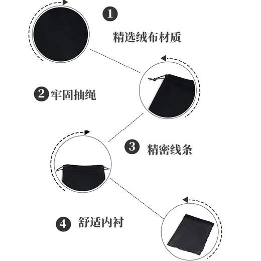 Haiyi Duo flannel bag drawstring bag jewelry drawstring bag jewelry jewelry packaging bag dustproof storage bag stationery stamp bag small black 7*9 cm 5 pieces