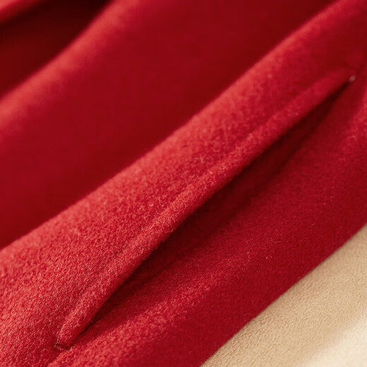 Shandubila New Year Red Long 100% Wool Coat Women's Winter Women's Waist Slimming Double-sided Woolen Commuting Coat