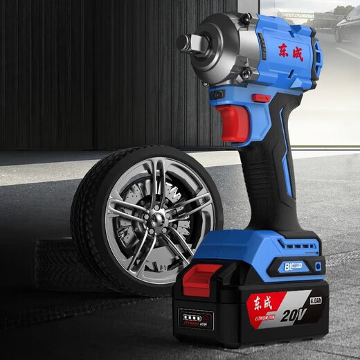 Dongcheng Electric Wrench Rechargeable Brushless Impact Wrench Lithium Battery Scaffolding Electric Wrench Auto Repair Large Torque Wind Cannon Tool 698 Single Electric [6.0AH]+Sleeve 10-piece Set