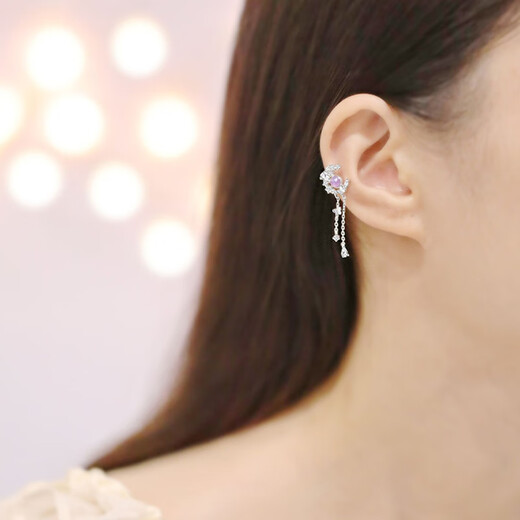 Dijing 925 silver earring clip for women without piercing ear bone clip ear tassel no need for piercing, no need to punch earrings without punching